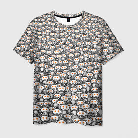 Мужская футболка 3D с принтом Reddit army в Белгороде, 100% полиэфир | прямой крой, круглый вырез горловины, длина до линии бедер | Тематика изображения на принте: белый | гуманоид | интернет | оранжевый | паттерн | реддит | сайт | толпа