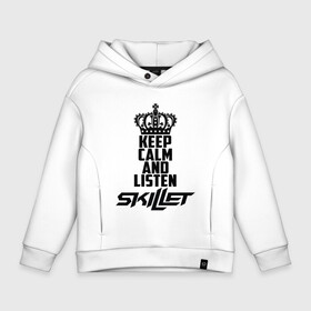 Детское худи Oversize хлопок с принтом Keep calm and listen Skillet в Белгороде, френч-терри — 70% хлопок, 30% полиэстер. Мягкий теплый начес внутри —100% хлопок | боковые карманы, эластичные манжеты и нижняя кромка, капюшон на магнитной кнопке | Тематика изображения на принте: skilet | skillet | альтернативный | гранж | группа | джен леджер | джон купер | индастриал | кори купер | метал | ню | пост | рок | сет моррисон | симфоник | скилет | хард | христианский