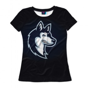 Женская футболка 3D с принтом Хаски_8 в Белгороде, 100% полиэфир ( синтетическое хлопкоподобное полотно) | прямой крой, круглый вырез горловины, длина до линии бедер | домашние животные | пес | собака