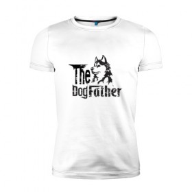 Мужская футболка премиум с принтом The DogFather в Белгороде, 92% хлопок, 8% лайкра | приталенный силуэт, круглый вырез ворота, длина до линии бедра, короткий рукав | 