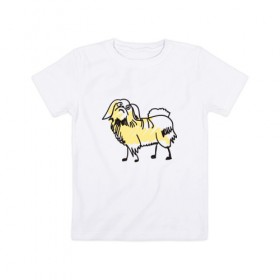 Детская футболка хлопок с принтом Забавный пекинес в Белгороде, 100% хлопок | круглый вырез горловины, полуприлегающий силуэт, длина до линии бедер | домашние животные | пекинес | пес | песик | собака | собачка