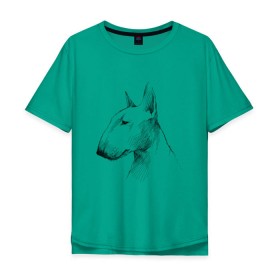 Мужская футболка хлопок Oversize с принтом бультерьер графичный в Белгороде, 100% хлопок | свободный крой, круглый ворот, “спинка” длиннее передней части | бультерьер | домашние животные | пес | песик | собака | собачка