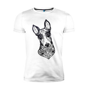 Мужская футболка премиум с принтом Бультерьер _2 в Белгороде, 92% хлопок, 8% лайкра | приталенный силуэт, круглый вырез ворота, длина до линии бедра, короткий рукав | домашние животные | пес | собака
