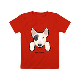Детская футболка хлопок с принтом Бультерьерчик в Белгороде, 100% хлопок | круглый вырез горловины, полуприлегающий силуэт, длина до линии бедер | домашние животные | пес | собака