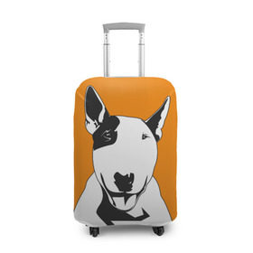 Чехол для чемодана 3D с принтом Солнечнй бультерьер в Белгороде, 86% полиэфир, 14% спандекс | двустороннее нанесение принта, прорези для ручек и колес | бультерьер | домашние животные | пес | песик | собака | собачка