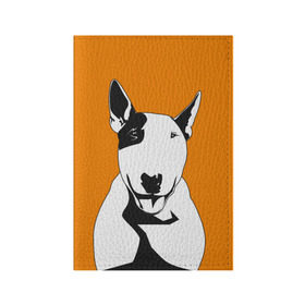 Обложка для паспорта матовая кожа с принтом Солнечнй бультерьер в Белгороде, натуральная матовая кожа | размер 19,3 х 13,7 см; прозрачные пластиковые крепления | бультерьер | домашние животные | пес | песик | собака | собачка