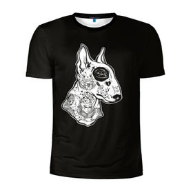 Мужская футболка 3D спортивная с принтом Бультерьер_16 в Белгороде, 100% полиэстер с улучшенными характеристиками | приталенный силуэт, круглая горловина, широкие плечи, сужается к линии бедра | Тематика изображения на принте: домашние животные | пес | собака