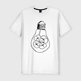 Мужская футболка премиум с принтом Лампочка Клевер в Белгороде, 92% хлопок, 8% лайкра | приталенный силуэт, круглый вырез ворота, длина до линии бедра, короткий рукав | Тематика изображения на принте: 