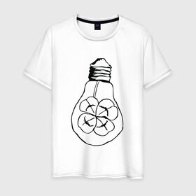 Мужская футболка хлопок с принтом Лампочка Клевер в Белгороде, 100% хлопок | прямой крой, круглый вырез горловины, длина до линии бедер, слегка спущенное плечо. | Тематика изображения на принте: 