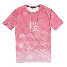 Мужская футболка 3D с принтом Сакура в Белгороде, 100% полиэфир | прямой крой, круглый вырез горловины, длина до линии бедер | japan | вишня | розовый | сакура | цветы | япония