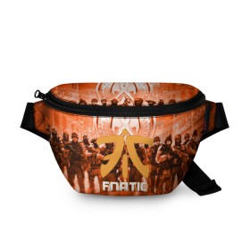 Поясная сумка 3D с принтом FNATIC CS GO в Белгороде, 100% полиэстер | плотная ткань, ремень с регулируемой длиной, внутри несколько карманов для мелочей, основное отделение и карман с обратной стороны сумки застегиваются на молнию | counter strike | cs | cs go | fnatic | global | go.offensive | шутер