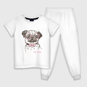 Детская пижама хлопок с принтом Hug a Pug в Белгороде, 100% хлопок |  брюки и футболка прямого кроя, без карманов, на брюках мягкая резинка на поясе и по низу штанин
 | Тематика изображения на принте: домашние животные | мопс | пес | собака