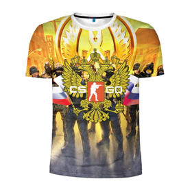 Мужская футболка 3D спортивная с принтом CS GO RUSSIAN TEAM в Белгороде, 100% полиэстер с улучшенными характеристиками | приталенный силуэт, круглая горловина, широкие плечи, сужается к линии бедра | cs go | россия | шутер