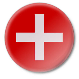 Значок с принтом Швейцария в Белгороде,  металл | круглая форма, металлическая застежка в виде булавки | Тематика изображения на принте: мир | страна | швейцария