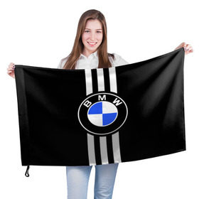 Флаг 3D с принтом BMW SPORTWEAR в Белгороде, 100% полиэстер | плотность ткани — 95 г/м2, размер — 67 х 109 см. Принт наносится с одной стороны | bmw | автомобильные | бмв | машины