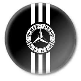 Значок с принтом MERCEDES BENZ в Белгороде,  металл | круглая форма, металлическая застежка в виде булавки | mercedes | автомобильные | машины | мерседес.mercedes benz