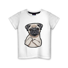Детская футболка хлопок с принтом Злой мопс в Белгороде, 100% хлопок | круглый вырез горловины, полуприлегающий силуэт, длина до линии бедер | домашние животные | мопс | пес | песик | собака | собачка