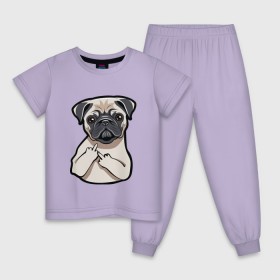 Детская пижама хлопок с принтом Злой мопс в Белгороде, 100% хлопок |  брюки и футболка прямого кроя, без карманов, на брюках мягкая резинка на поясе и по низу штанин
 | домашние животные | мопс | пес | песик | собака | собачка