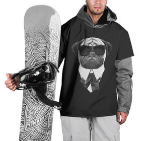 Накидка на куртку 3D с принтом Мопс в черном в Белгороде, 100% полиэстер |  | домашние животные | мопс | пес | песик | собака | собачка