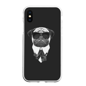Чехол для iPhone XS Max матовый с принтом Мопс в черном в Белгороде, Силикон | Область печати: задняя сторона чехла, без боковых панелей | домашние животные | мопс | пес | песик | собака | собачка