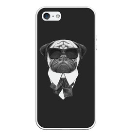 Чехол для iPhone 5/5S матовый с принтом Мопс в черном в Белгороде, Силикон | Область печати: задняя сторона чехла, без боковых панелей | домашние животные | мопс | пес | песик | собака | собачка
