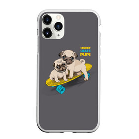 Чехол для iPhone 11 Pro Max матовый с принтом Street skate PUPS в Белгороде, Силикон |  | домашние животные | мопс | пес | песик | собака | собачка