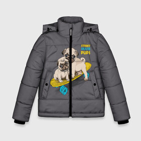 Зимняя куртка для мальчиков 3D с принтом Street skate PUPS в Белгороде, ткань верха — 100% полиэстер; подклад — 100% полиэстер, утеплитель — 100% полиэстер | длина ниже бедра, удлиненная спинка, воротник стойка и отстегивающийся капюшон. Есть боковые карманы с листочкой на кнопках, утяжки по низу изделия и внутренний карман на молнии. 

Предусмотрены светоотражающий принт на спинке, радужный светоотражающий элемент на пуллере молнии и на резинке для утяжки | домашние животные | мопс | пес | песик | собака | собачка