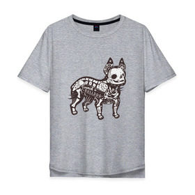 Мужская футболка хлопок Oversize с принтом Бульдог ренген в Белгороде, 100% хлопок | свободный крой, круглый ворот, “спинка” длиннее передней части | Тематика изображения на принте: бульдог | домашние животные | пес | песик | собака | собачка | французский бульдог