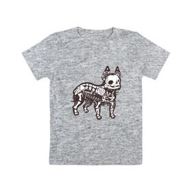 Детская футболка хлопок с принтом Бульдог ренген в Белгороде, 100% хлопок | круглый вырез горловины, полуприлегающий силуэт, длина до линии бедер | бульдог | домашние животные | пес | песик | собака | собачка | французский бульдог