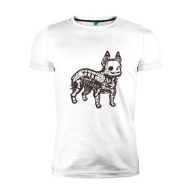 Мужская футболка премиум с принтом Бульдог ренген в Белгороде, 92% хлопок, 8% лайкра | приталенный силуэт, круглый вырез ворота, длина до линии бедра, короткий рукав | бульдог | домашние животные | пес | песик | собака | собачка | французский бульдог