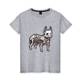 Женская футболка хлопок с принтом Бульдог ренген в Белгороде, 100% хлопок | прямой крой, круглый вырез горловины, длина до линии бедер, слегка спущенное плечо | бульдог | домашние животные | пес | песик | собака | собачка | французский бульдог