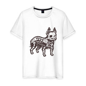 Мужская футболка хлопок с принтом Бульдог ренген в Белгороде, 100% хлопок | прямой крой, круглый вырез горловины, длина до линии бедер, слегка спущенное плечо. | бульдог | домашние животные | пес | песик | собака | собачка | французский бульдог