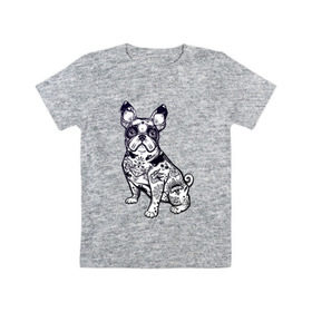 Детская футболка хлопок с принтом Суровый бульдог в Белгороде, 100% хлопок | круглый вырез горловины, полуприлегающий силуэт, длина до линии бедер | бульдог | домашние животные | пес | песик | собака | собачка | французский бульдог