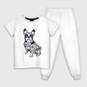 Детская пижама хлопок с принтом Суровый бульдог в Белгороде, 100% хлопок |  брюки и футболка прямого кроя, без карманов, на брюках мягкая резинка на поясе и по низу штанин
 | бульдог | домашние животные | пес | песик | собака | собачка | французский бульдог
