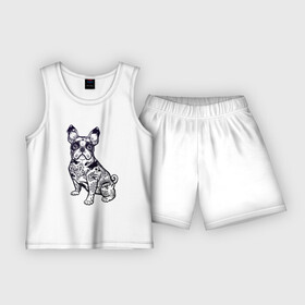 Детская пижама с шортами хлопок с принтом Суровый бульдог в Белгороде,  |  | бульдог | домашние животные | пес | песик | собака | собачка | французский бульдог