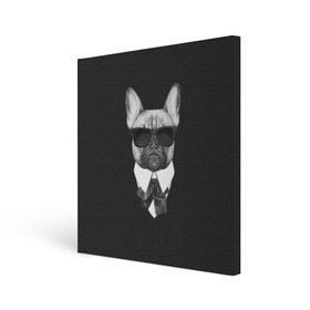 Холст квадратный с принтом Бульдог в черном в Белгороде, 100% ПВХ |  | Тематика изображения на принте: бульдог | домашние животные | пес | песик | собака | собачка | французский бульдог