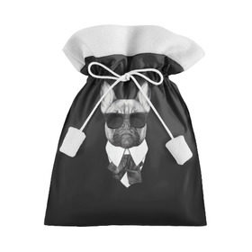 Подарочный 3D мешок с принтом Бульдог в черном в Белгороде, 100% полиэстер | Размер: 29*39 см | Тематика изображения на принте: бульдог | домашние животные | пес | песик | собака | собачка | французский бульдог