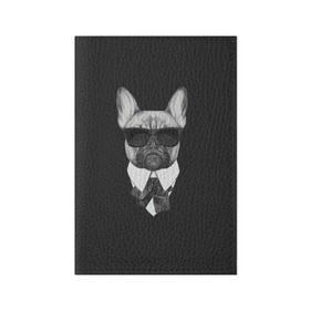Обложка для паспорта матовая кожа с принтом Бульдог в черном в Белгороде, натуральная матовая кожа | размер 19,3 х 13,7 см; прозрачные пластиковые крепления | бульдог | домашние животные | пес | песик | собака | собачка | французский бульдог