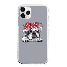 Чехол для iPhone 11 Pro матовый с принтом Бульдог в очках_2 в Белгороде, Силикон |  | бульдог | домашние животные | пес | песик | собака | собачка | французский бульдог