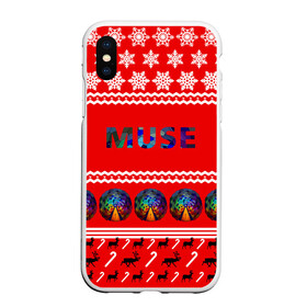 Чехол для iPhone XS Max матовый с принтом Праздничный Muse в Белгороде, Силикон | Область печати: задняя сторона чехла, без боковых панелей | muse | альтернативный | группа | доминик ховард | знак | красный | крис уолстенхолм | мо | моус | моусе | муза | музе | мусе | мэттью беллами | надпись | новогодний | новый год | праздник | прогрессивный