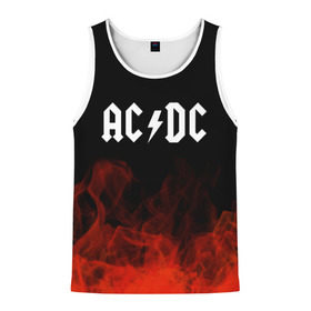 Мужская майка 3D с принтом AC/DC в Белгороде, 100% полиэстер | круглая горловина, приталенный силуэт, длина до линии бедра. Пройма и горловина окантованы тонкой бейкой | ac dc | logo | metal | music | rock | лого | логотип | метал | музыка | рок
