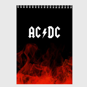 Скетчбук с принтом AC DC в Белгороде, 100% бумага
 | 48 листов, плотность листов — 100 г/м2, плотность картонной обложки — 250 г/м2. Листы скреплены сверху удобной пружинной спиралью | ac dc | logo | metal | music | rock | лого | логотип | метал | музыка | рок