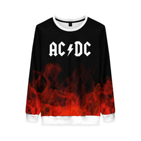 Женский свитшот 3D с принтом AC/DC в Белгороде, 100% полиэстер с мягким внутренним слоем | круглый вырез горловины, мягкая резинка на манжетах и поясе, свободная посадка по фигуре | ac dc | logo | metal | music | rock | лого | логотип | метал | музыка | рок