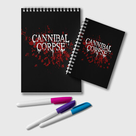 Блокнот с принтом Cannibal Corpse в Белгороде, 100% бумага | 48 листов, плотность листов — 60 г/м2, плотность картонной обложки — 250 г/м2. Листы скреплены удобной пружинной спиралью. Цвет линий — светло-серый
 | Тематика изображения на принте: cannibal corpse | logo | metal | music | rock | лого | логотип | метал | музыка | рок