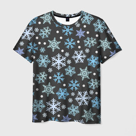 Мужская футболка 3D с принтом Snow в Белгороде, 100% полиэфир | прямой крой, круглый вырез горловины, длина до линии бедер | deer | ho | merry christmas | new year | santa | xmas | дед мороз | зима | клаус | новый год | ночь | олени | праздник | рождество | санта | снег