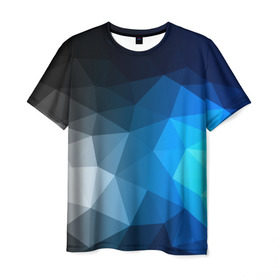 Мужская футболка 3D с принтом Gray&Blue collection abstract в Белгороде, 100% полиэфир | прямой крой, круглый вырез горловины, длина до линии бедер | abstraction | geometry | polygon | абстракция | геометрия | грань | краски | кубик | кубики | линии | мозаика | полигон | разноцветные | ребро | текстура | тени | узор