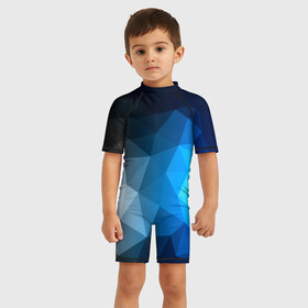 Детский купальный костюм 3D с принтом GrayBlue collection abstract в Белгороде, Полиэстер 85%, Спандекс 15% | застежка на молнии на спине | abstraction | geometry | polygon | абстракция | геометрия | грань | краски | кубик | кубики | линии | мозаика | полигон | разноцветные | ребро | текстура | тени | узор