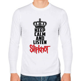 Мужской лонгслив хлопок с принтом Keep calm and listen Slipknot в Белгороде, 100% хлопок |  | slipknot | альтернативный | грув | кори тейлор | крис фен | метал | музыка | ню | рок | слайпкнот | слипкнот | слипнот