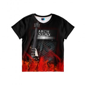 Детская футболка 3D с принтом Arch Enemy в Белгороде, 100% гипоаллергенный полиэфир | прямой крой, круглый вырез горловины, длина до линии бедер, чуть спущенное плечо, ткань немного тянется | Тематика изображения на принте: arch enemy | logo | metal | music | rock | лого | логотип | метал | музыка | рок