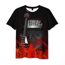 Мужская футболка 3D с принтом Avenged Sevenfold в Белгороде, 100% полиэфир | прямой крой, круглый вырез горловины, длина до линии бедер | 